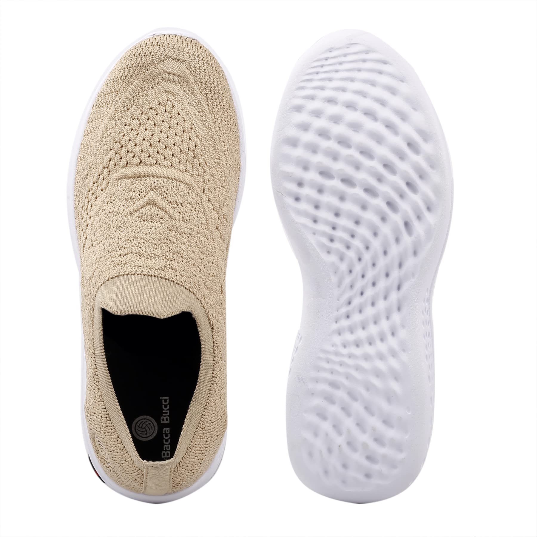 Bacca Bucci® Walker Slip On Sneakers for Women Lightweight Walking Shoes Comfortable Breathable Mesh Sports Shoes | Beige, Size UK41
