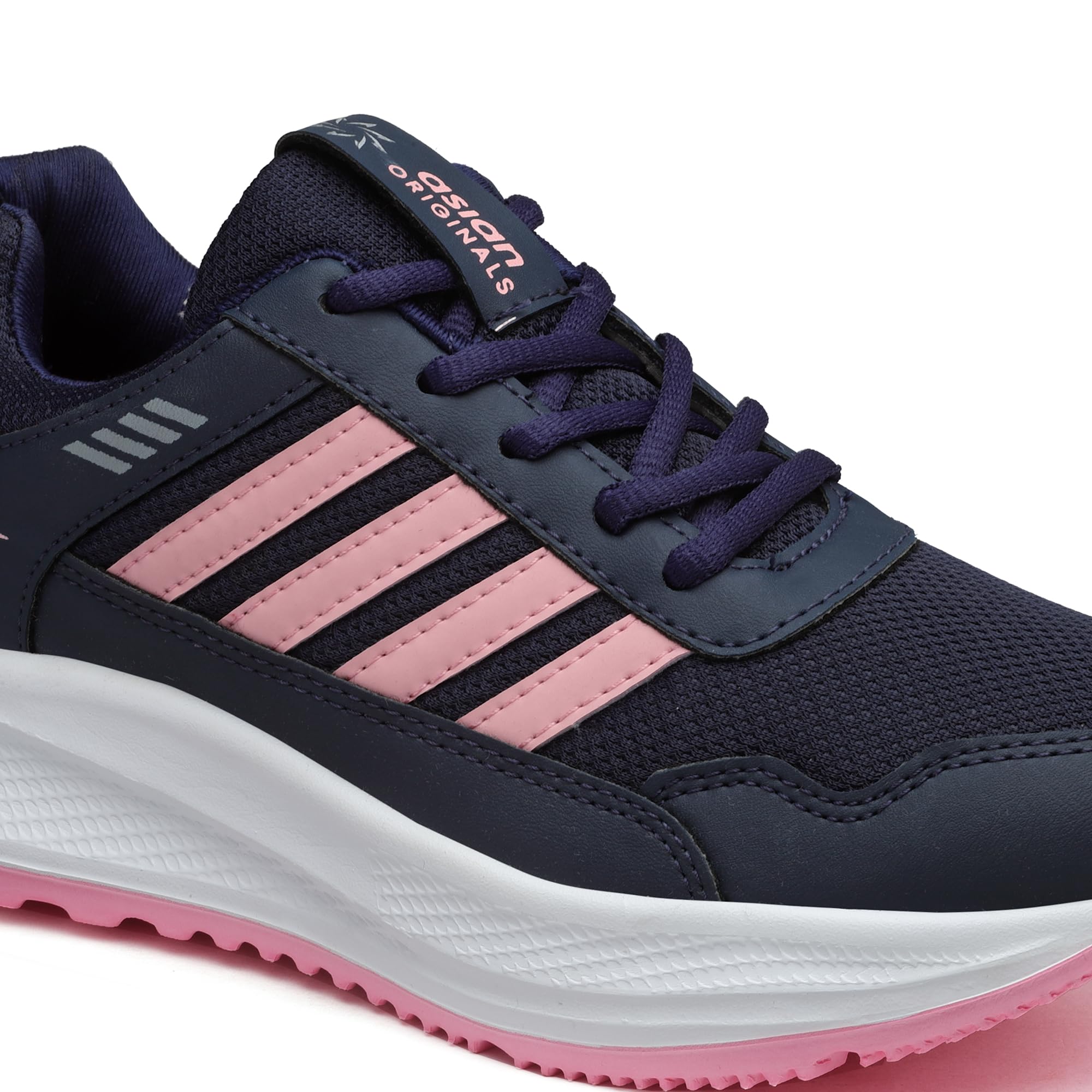 ASIAN Women's Fashion-13 Sports Running,Walking & Gym Shoes for Eva Sole Casual Sneaker Lightweight Lace-Up Shoes for Girl's Navy Pink