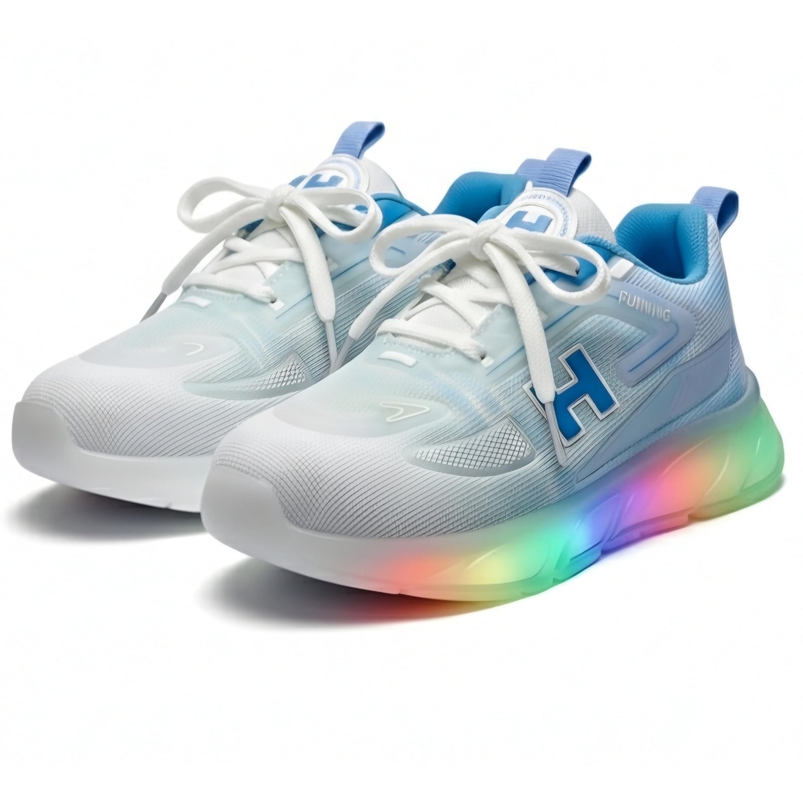 HOOH Kids LED Light Up Sneakers Breathable Comfortable Fashion Sports Shoes for 12 Months to 12 Years (Sky, UK Footwear Size System, Big Kid, Numeric, Medium, 5)