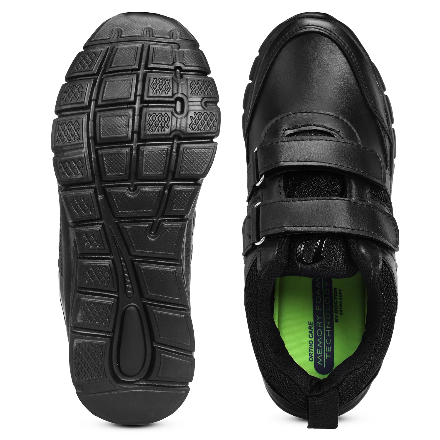 Lightweight EVA Unisex-Child/Kids/Adults Black & White School Uniform Shoe with Memory Foam Cushion & Adjustable Hook Loop| Formal,Casual,Running|Comfortable | Anti-Skid D-3005