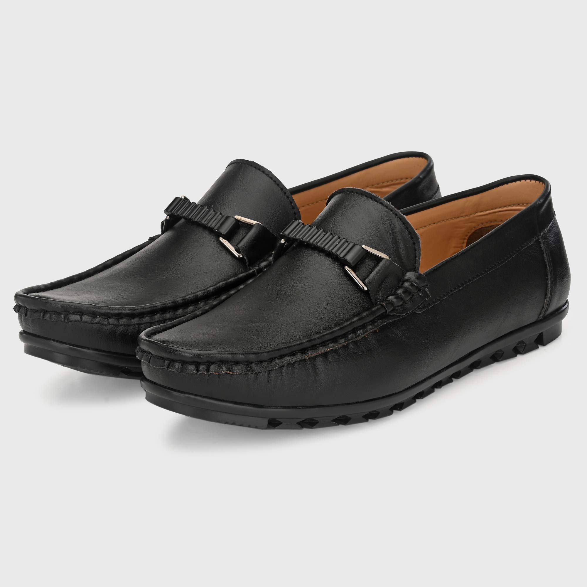 Men 7102 Black Loafers-10 UK/India (44 EU) (7102-01)