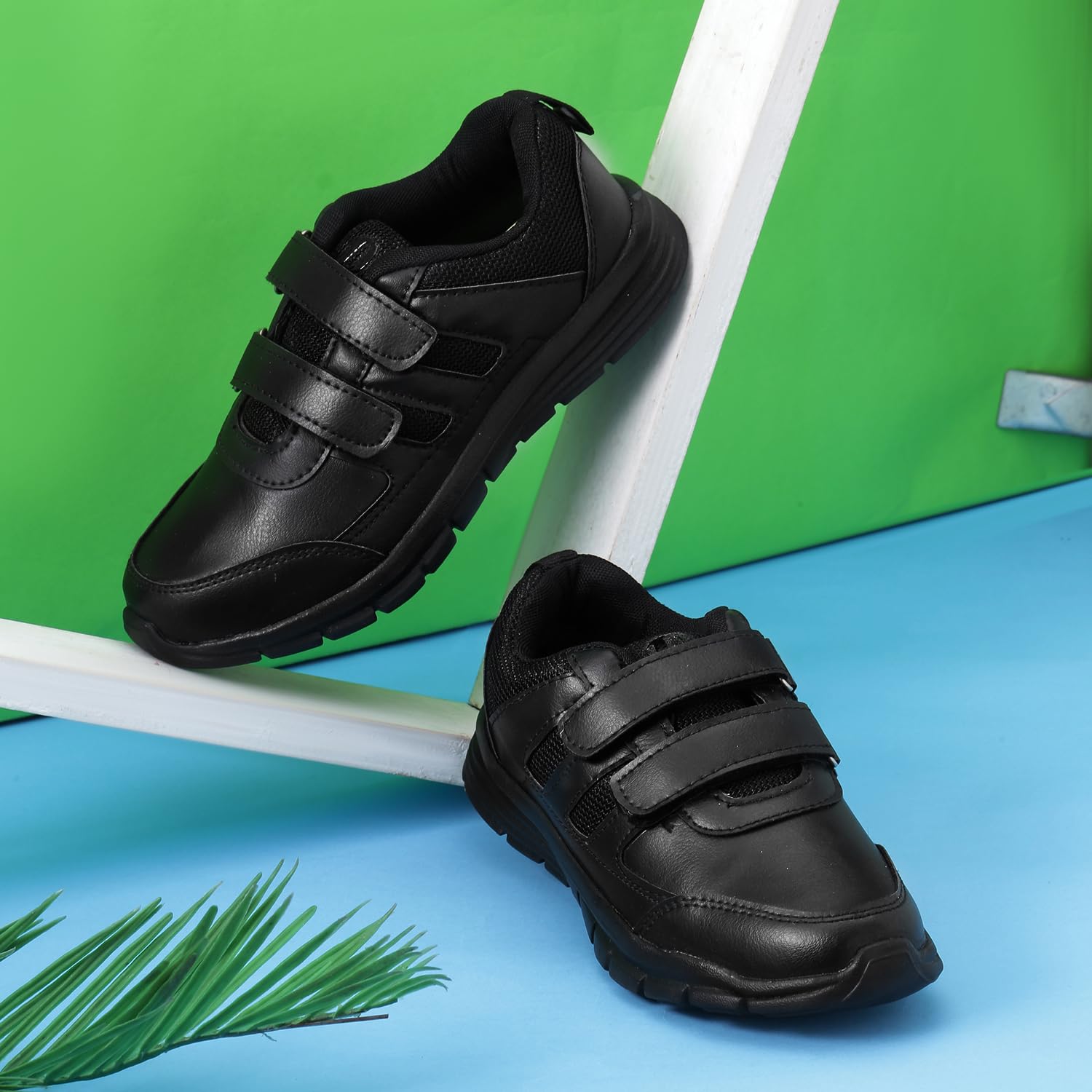 Lightweight EVA Unisex-Child/Kids/Adults Black & White School Uniform Shoe with Memory Foam Cushion & Adjustable Hook Loop| Formal,Casual,Running|Comfortable | Anti-Skid D-3005