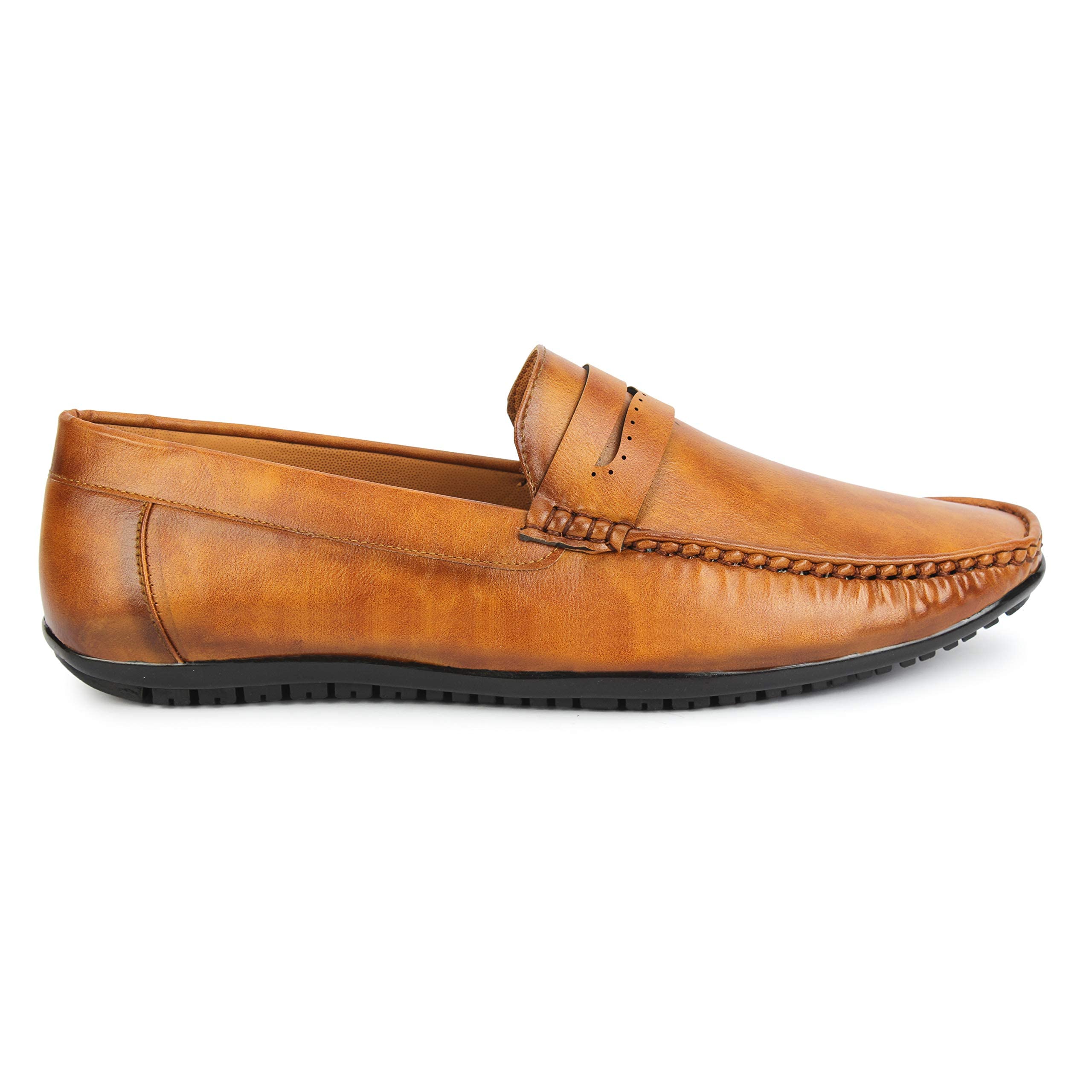 Men's fv_0055 Synthetic Leather Loafer Shoes - 6 UK Tan