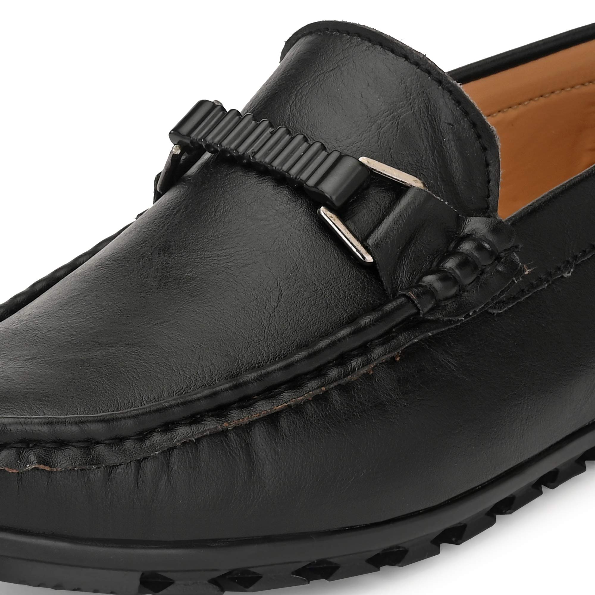 Men 7102 Black Loafers-10 UK/India (44 EU) (7102-01)