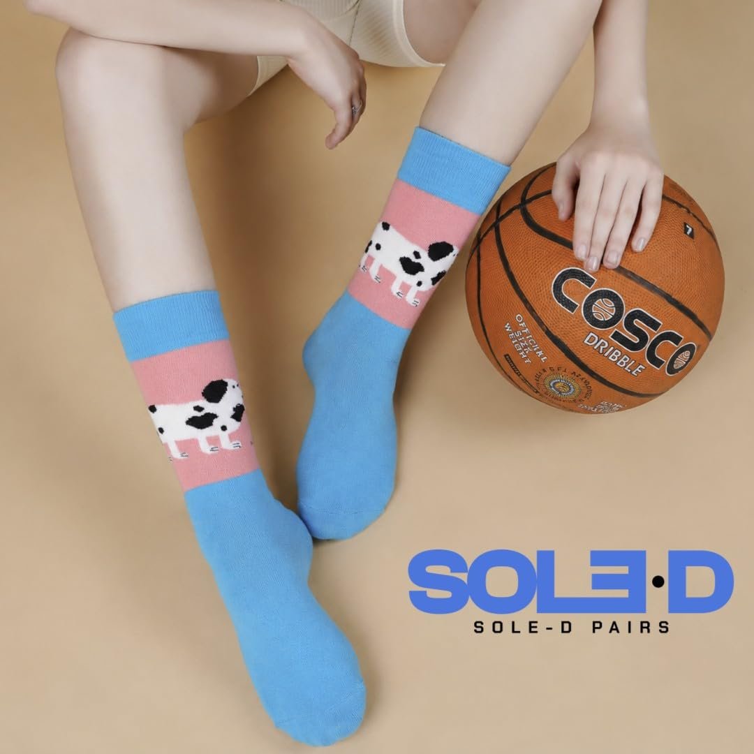 Sole-D Pairs Unisex Crew Socks, Pack of 5, Multicolour, Funky Prints