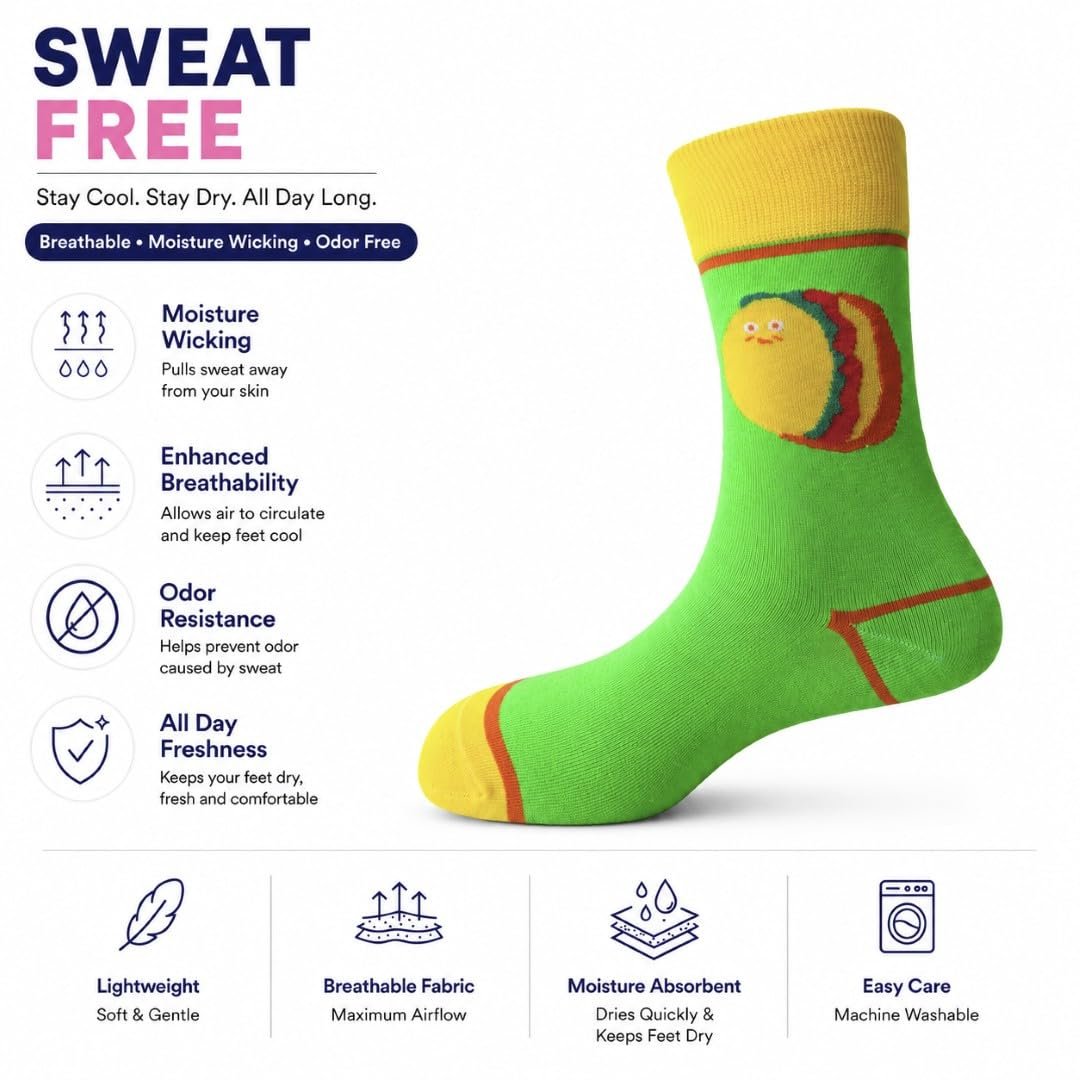 Sole-D Pairs Unisex Crew Socks, Pack of 5, Multicolour, Funky Prints