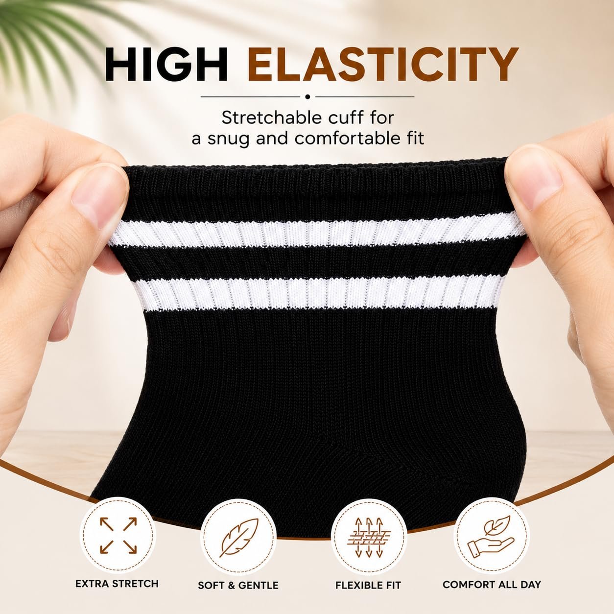 Unisex Crew Socks Pack of 5 | Striped Cotton Sports Socks for Men & Women | Mid Calf Athletic Socks for Running, Gym, Tennis, Basketball, Casual Wear